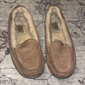 UGG Chestnut Suede Shearling Moccasin Slippers - Brown